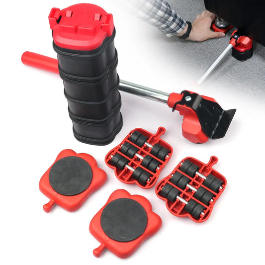 New Heavy Duty Furniture Lifter Transport Tool Furniture Mover set 4 Sliders 1 Wheel Bar for Lifting Moving Furniture Helper